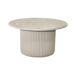 Easy sofabord - Grey marmor look - Træsokkel - Mål: Ø80 x H42 cm. - Stærk pris